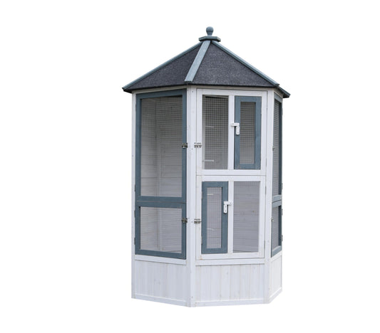 MyPets® Vogelvoliere XXL optional mit Auslauf Voliere Vogelhaus Käfig Holz Vogel