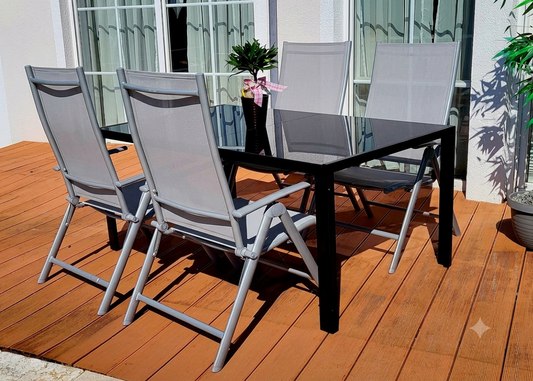 Sitzgruppe POETTO 4 Personen Aluminium Gartenmöbel Tisch Stühle Terrasse Stuhl
