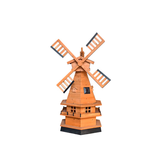 XXL Windmühle 123cm DON QUIXOTE Höhe aus Holz Terrasse Garten Wind Mühle Deko