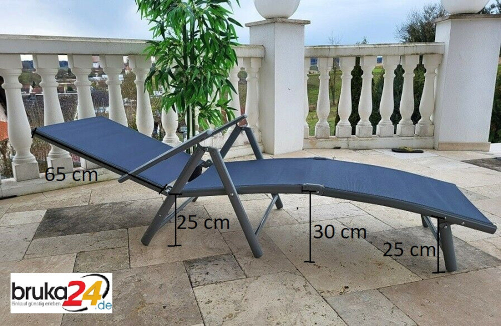 Sonnenliege RIO Grau Gartenliege Liegestuhl Relaxliege Strandliege Liege Stuhl