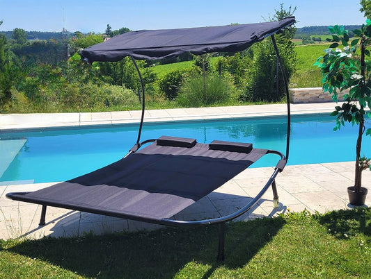 Sonnenliege CAPRI Sonnendach Gartenliege Liegestuhl Relaxliege Liege Doppelliege