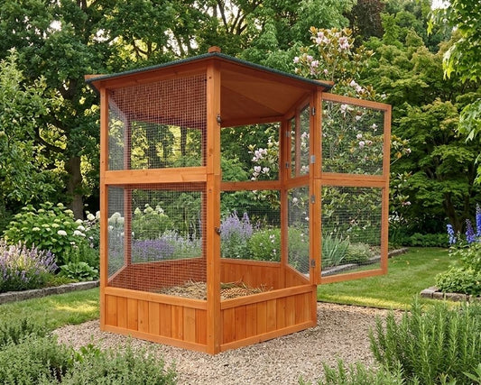 Vogelvoliere FREIFLUG XXL Vogelkäfig Holz Voliere Vogelhaus Käfig Vogel Papagei