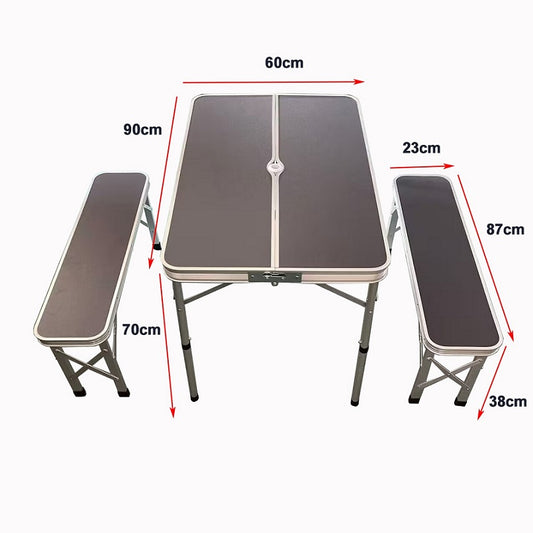 Campingtisch Set GREEN HILL Klapptisch Bank Aluminium klappbar Koffertisch