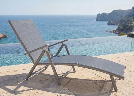 Sonnenliege RIO Grau Gartenliege Liegestuhl Relaxliege Strandliege Liege Stuhl