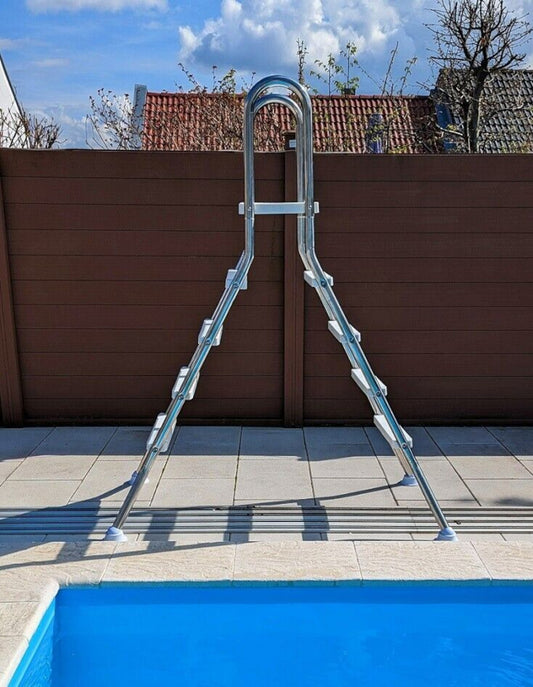 Edelstahl Poolleiter BIG XXL Hochbeckenleiter Leiter Edelstahlleiter Treppe
