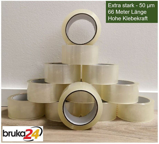 66 Meter Paketklebeband Transparent Klebeband Paketband Packband Klar 50 µm
