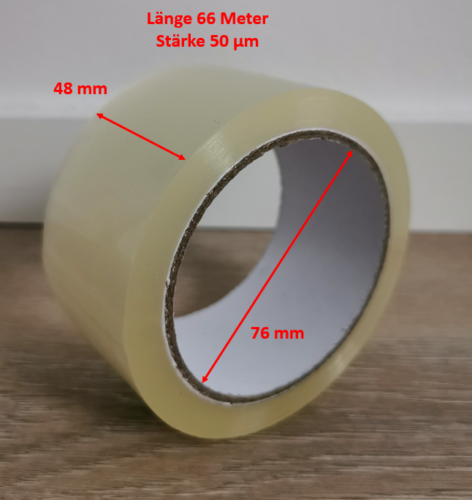 66 Meter Paketklebeband Transparent Klebeband Paketband Packband Klar 50 µm