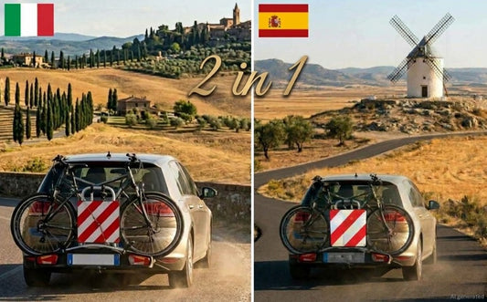 50x50 Warnschild Fahrradträger Warntafel Rot Weiß Parkwarntafel Italien Spanien