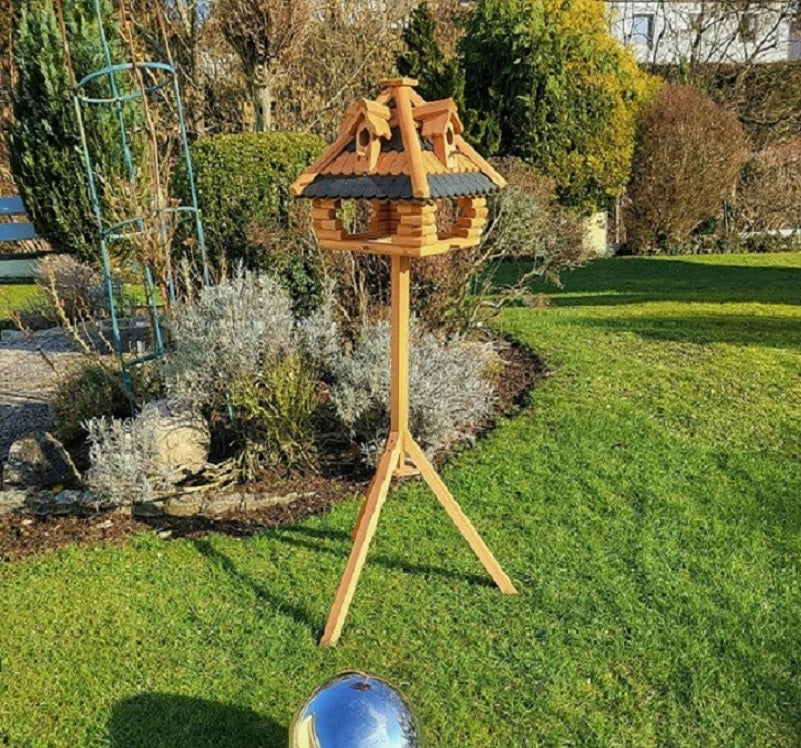 Vogelhaus ALPENFLAIR mit Ständer Vogelfutterhaus Futterhaus Vogel Haus Holz