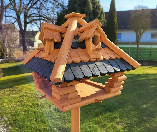 Vogelhaus ALPENFLAIR mit Ständer Vogelfutterhaus Futterhaus Vogel Haus Holz
