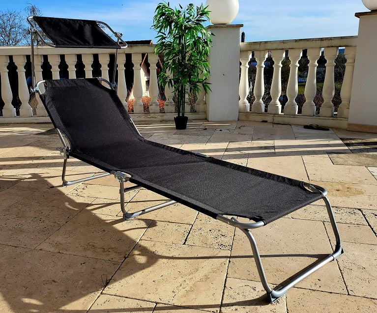 Sonnenliege KRETA Sonnendach Gartenliege Liegestuhl Relaxliege Strandliege Liege