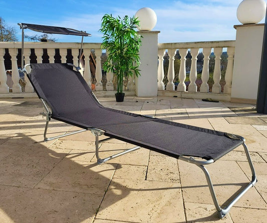 Sonnenliege KRETA Sonnendach Gartenliege Liegestuhl Relaxliege Strandliege Liege