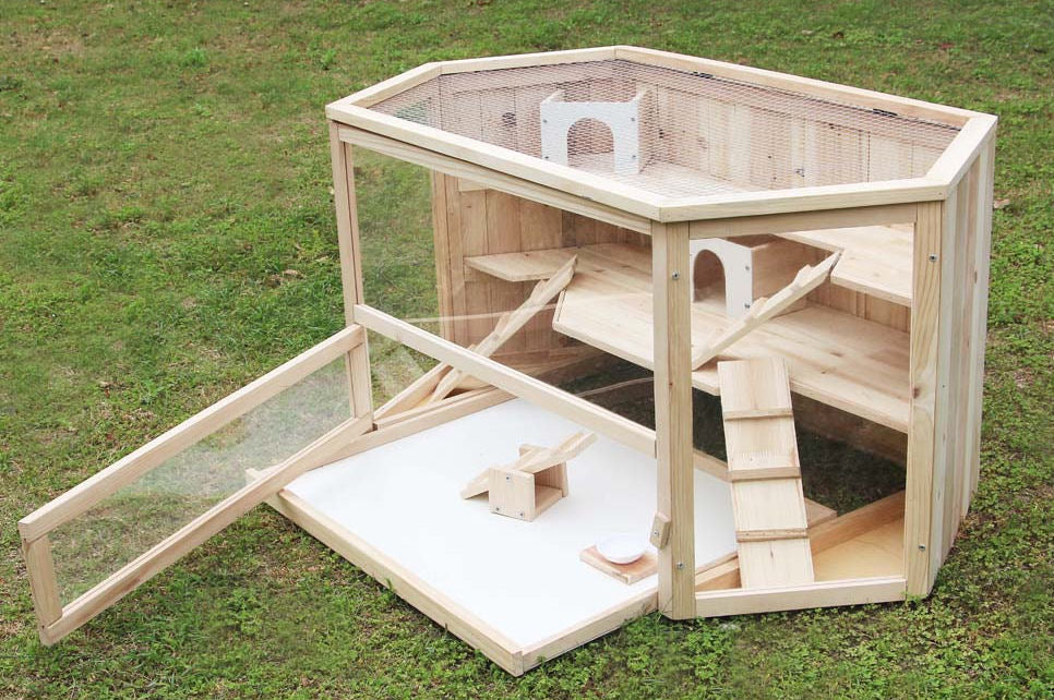 XL Kleintierkäfig VILLA Nagerkäfig Holz Hamsterkäfig Stall Meerschweinchen Käfig
