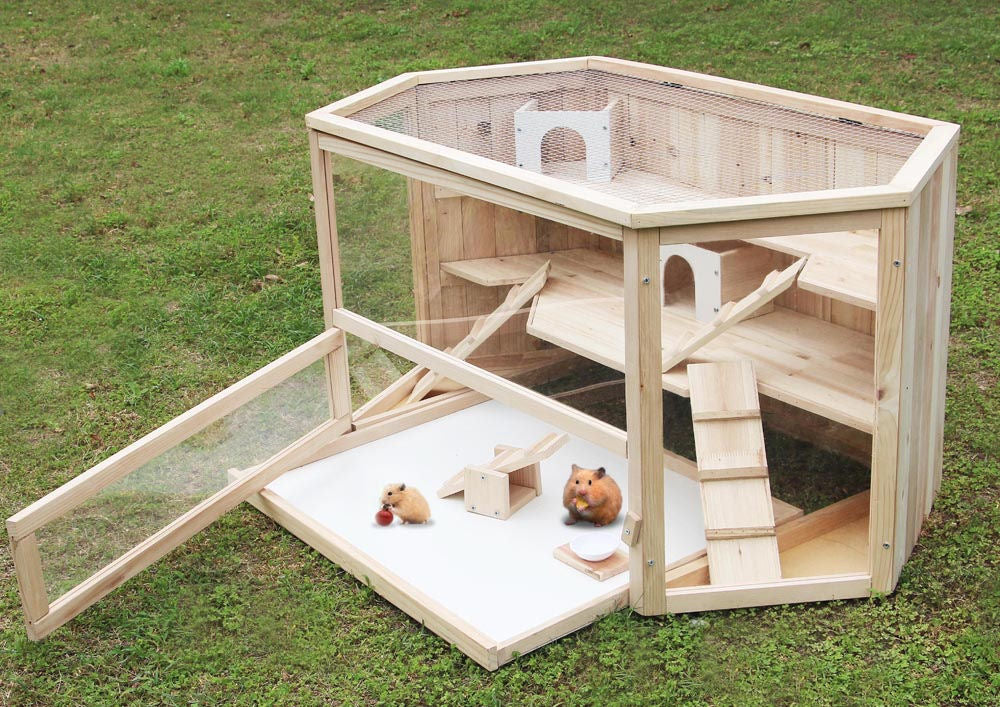 XL Kleintierkäfig VILLA Nagerkäfig Holz Hamsterkäfig Stall Meerschweinchen Käfig