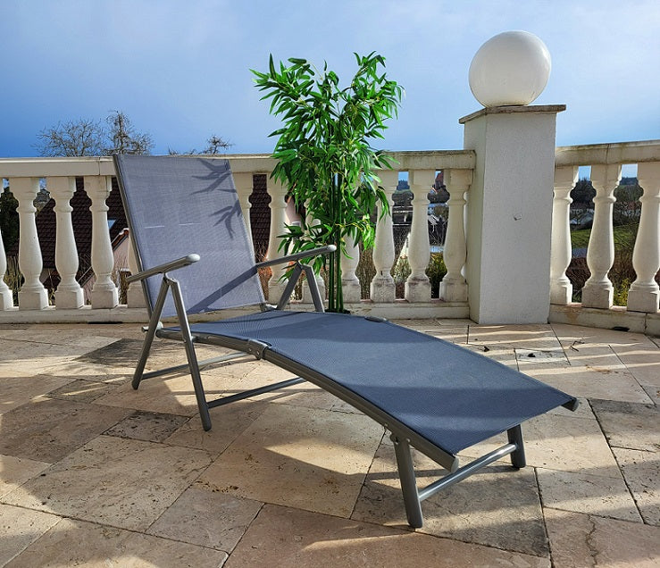 Sonnenliege RIO Grau Gartenliege Liegestuhl Relaxliege Strandliege Liege Stuhl