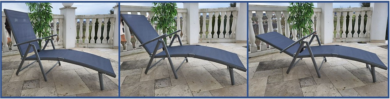 Sonnenliege RIO Grau Gartenliege Liegestuhl Relaxliege Strandliege Liege Stuhl