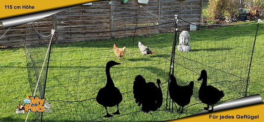 115cm Geflügelnetz mit Tür Hühnernetz Hühnerzaun Geflügelzaun Zaun Hühner Netz