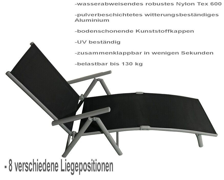 Sonnenliege RIO Grau Gartenliege Liegestuhl Relaxliege Strandliege Liege Stuhl