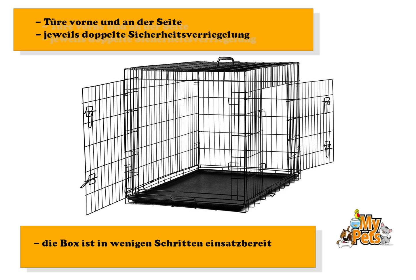 KOMPLETTSET Faltbare Hundegitterbox SAFE Hundetransportbox Hundekäfig Käfig