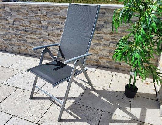 Set - 2 Stühle Gartenstuhl SYDNEY Grau Klappstuhl Stuhl Hochlehner klappbar Garten