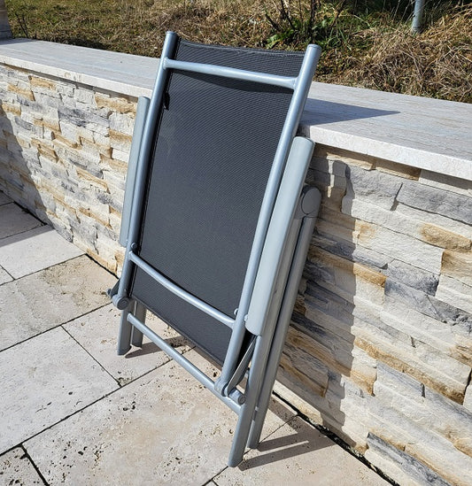 Set - 2 Stühle Gartenstuhl SYDNEY Grau Klappstuhl Stuhl Hochlehner klappbar Garten