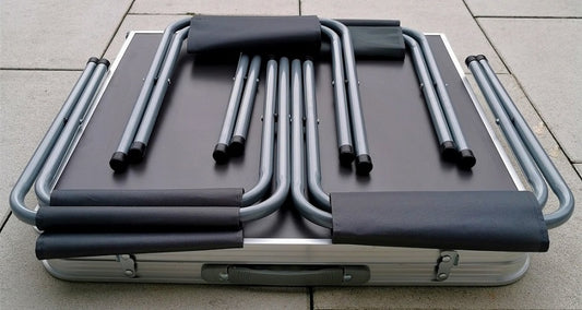 Klappbarer Campingtisch CAMPIXX mit 4 Hockern klappbar Tisch Klapptisch Hocker