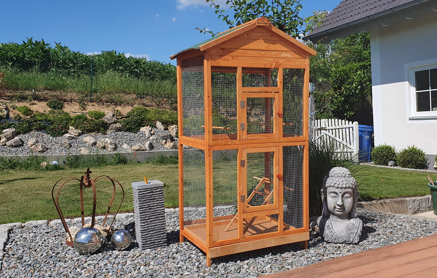 XL Vogelvoliere 160cm Voliere Vogelkäfig Käfig Vogelhaus Vogel Tierkäfig Holz