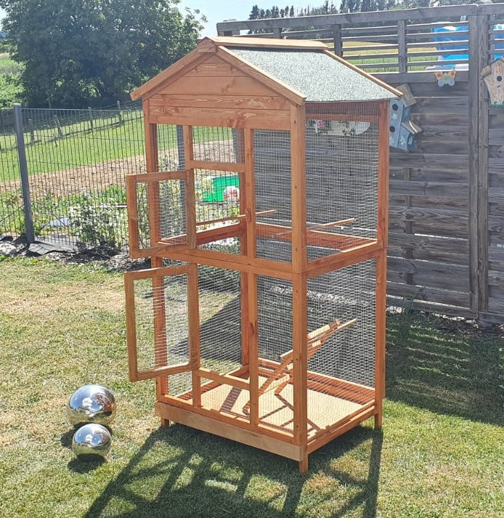 XL Vogelvoliere 160cm Voliere Vogelkäfig Käfig Vogelhaus Vogel Tierkäfig Holz