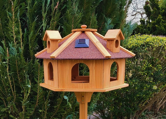 Vogelhaus ALPENZAUBER XXL Licht+Ständer Vogelfutterhaus Futterhaus Vogel Solar