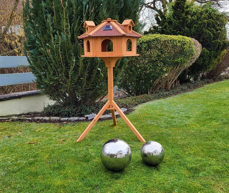 Vogelhaus ALPENZAUBER XXL Licht+Ständer Vogelfutterhaus Futterhaus Vogel Solar