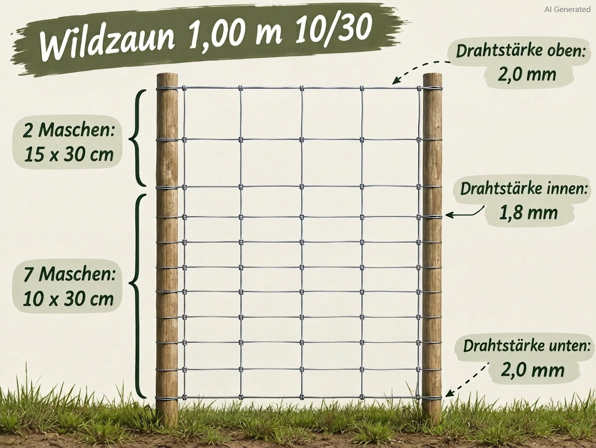 Wildzaun 50 Meter FOREST Forstzaun Weidezaun Drahtzaun Knotengeflecht Zaun Maschendraht