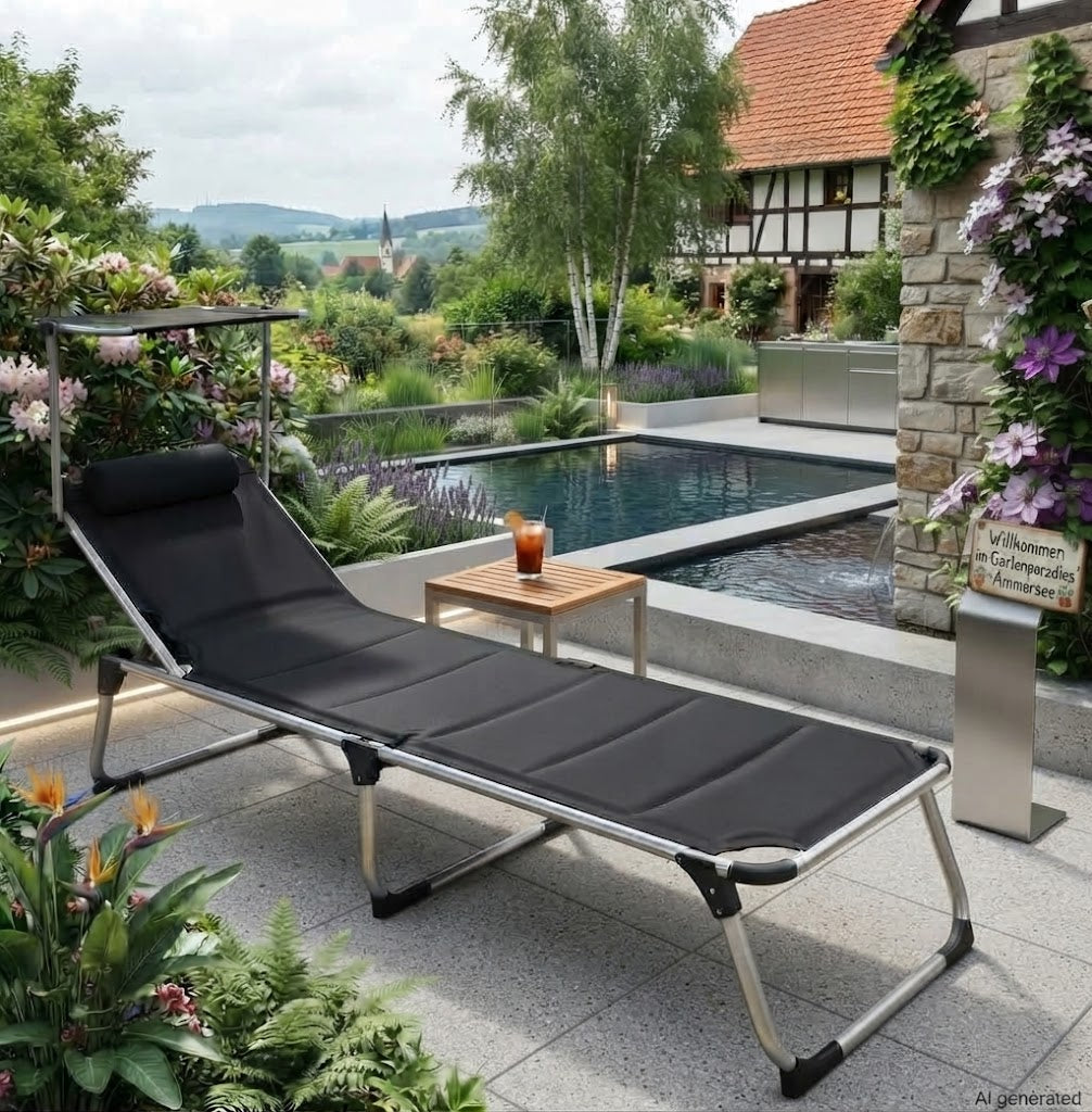 Sonnenliege MAUI Sonnendach Gartenliege Liegestuhl Relaxliege Strandliege Liege