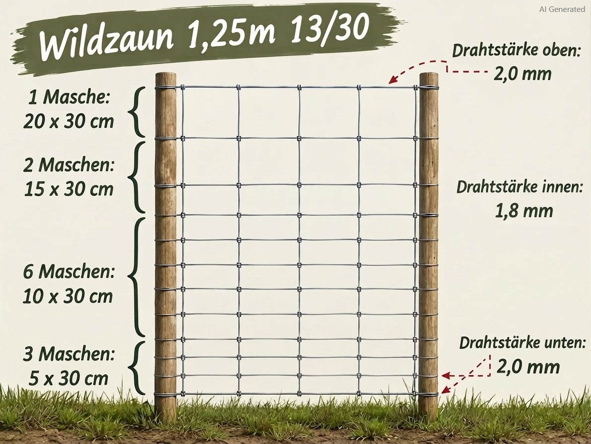 Wildzaun 50 Meter FOREST Forstzaun Weidezaun Drahtzaun Knotengeflecht Zaun Maschendraht