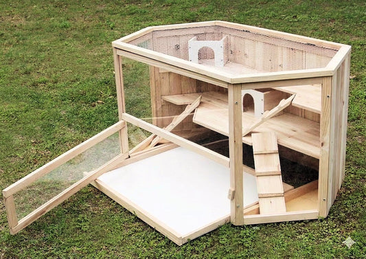 XL Kleintierkäfig VILLA Nagerkäfig Holz Hamsterkäfig Stall Meerschweinchen Käfig