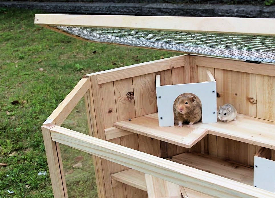 XL Kleintierkäfig VILLA Nagerkäfig Holz Hamsterkäfig Stall Meerschweinchen Käfig