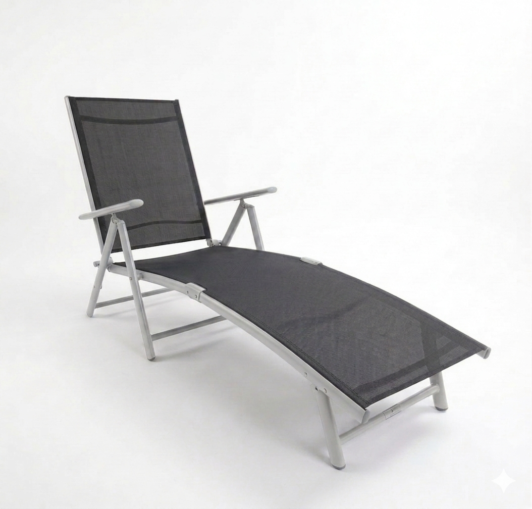 Sonnenliege RIO Schwarz Gartenliege Liegestuhl Relaxliege Strandliege Liege