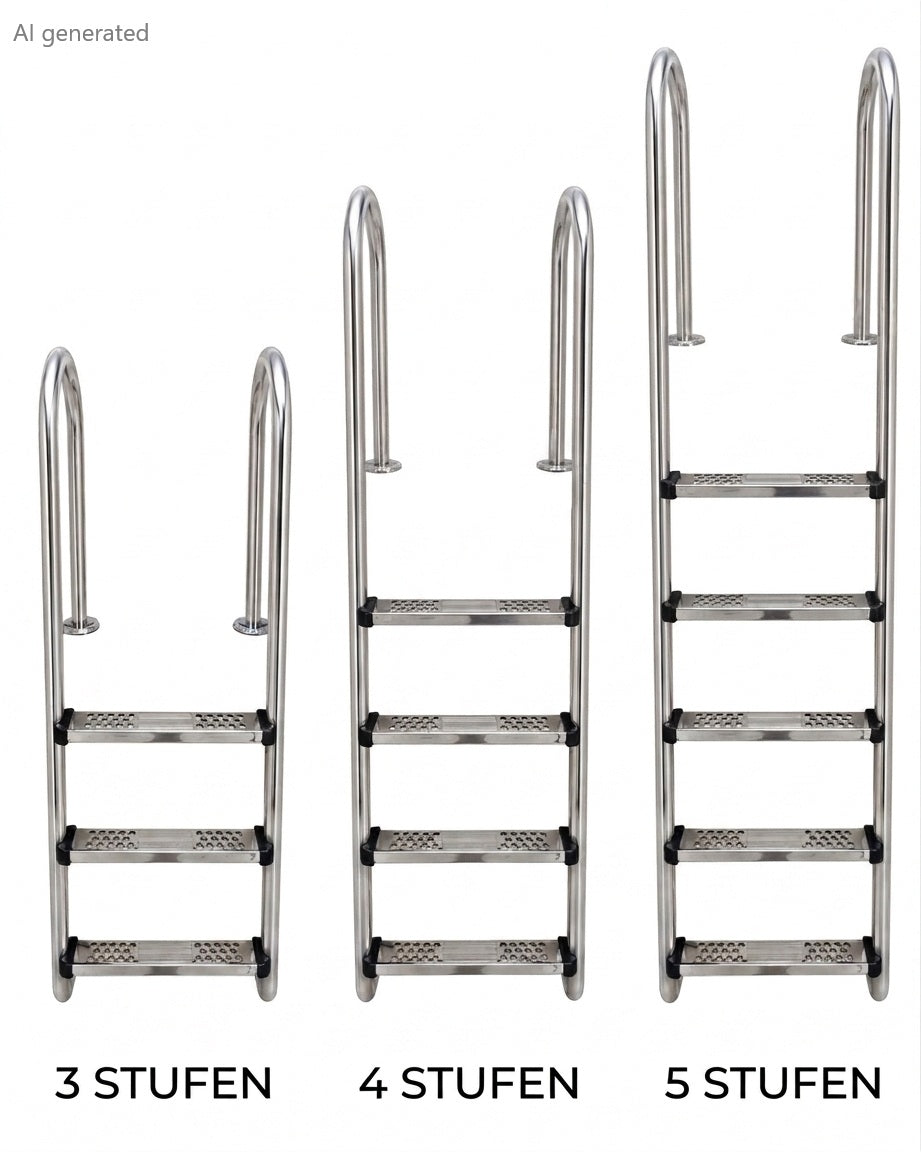 Innenliegende Poolleiter CARIBIC PRO Edelstahl Einbauleiter Leiter Pool Treppe