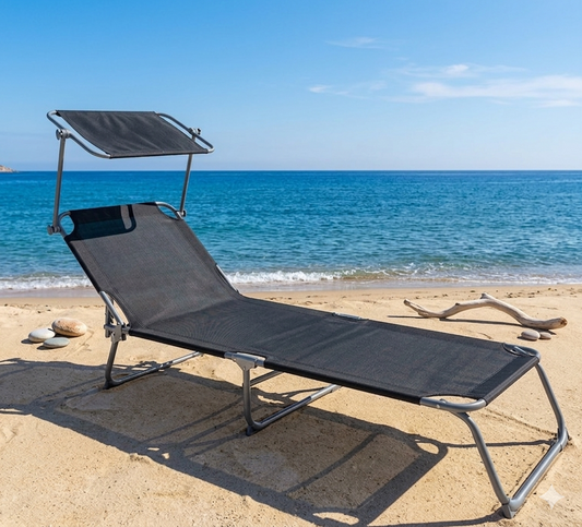 Sonnenliege KRETA Sonnendach Gartenliege Liegestuhl Relaxliege Strandliege Liege