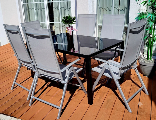 Sitzgruppe POETTO 6 Personen Aluminium Gartenmöbel Tisch Stühle Terrasse Stuhl