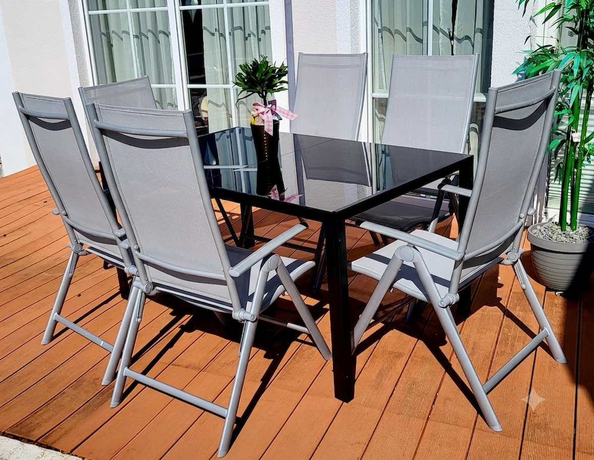 Sitzgruppe POETTO 6 Personen Aluminium Gartenmöbel Tisch Stühle Terrasse Stuhl