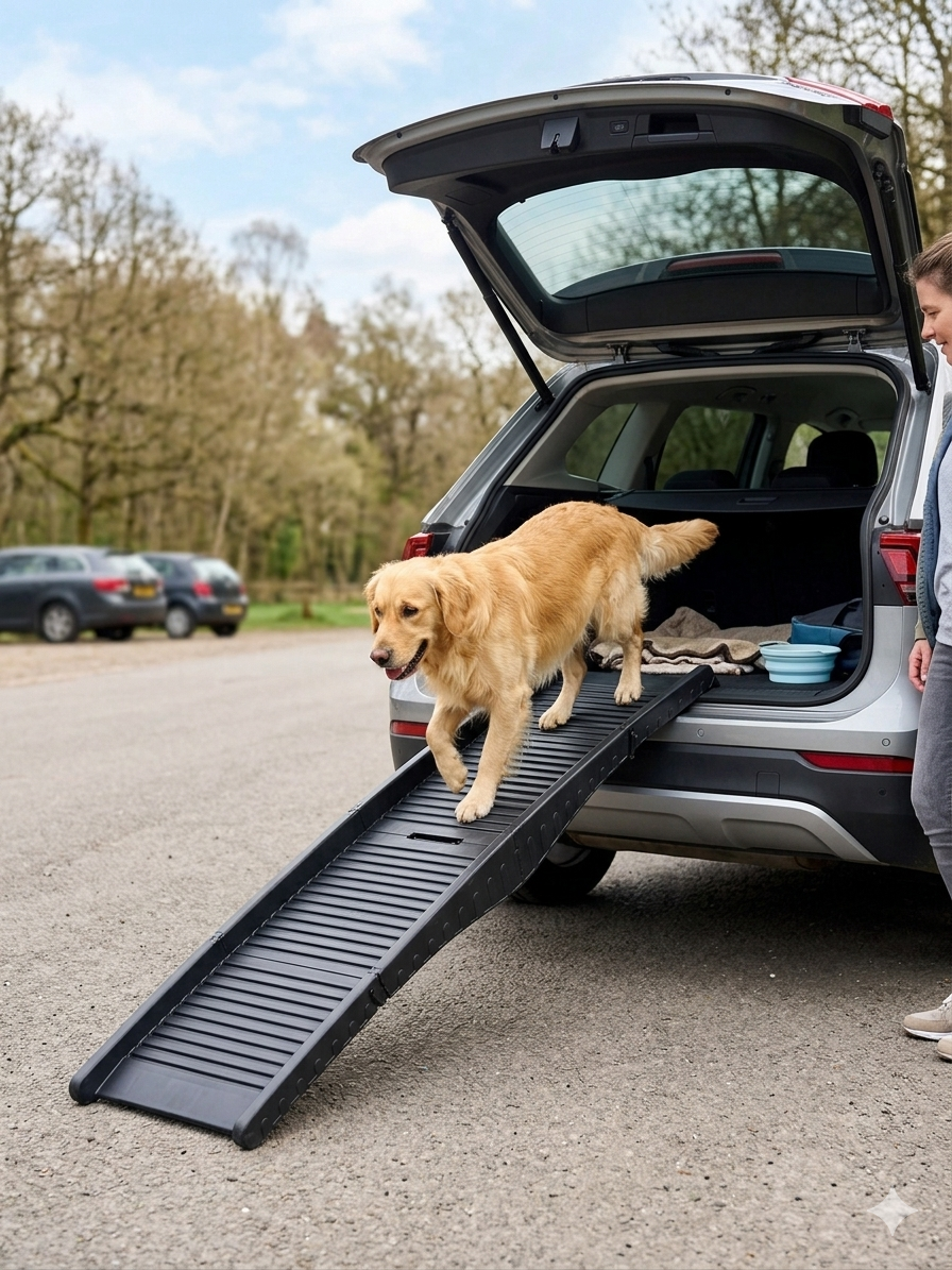 Klappbare Hunderampe COMFORT Hundetreppe Rampe Treppe Hund Auto Einstiegshilfe