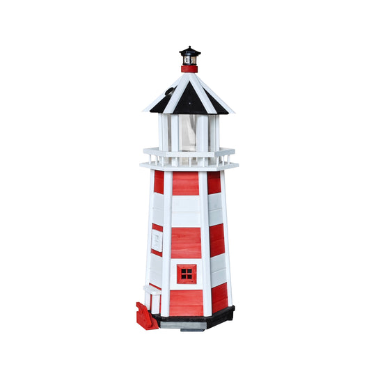 XXL 118cm Leuchtturm WESTERLAND aus Holz Rot Weiß Terrasse Garten Nordsee Deko