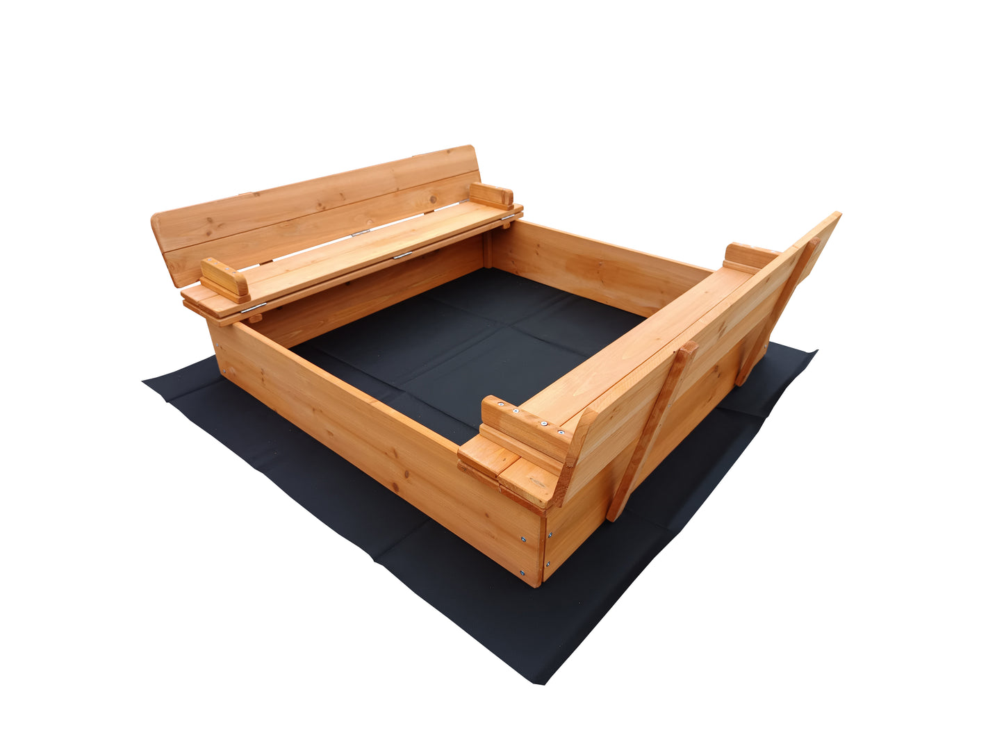 Sandkasten WOODLI mit Deckel und Sitzbänken Holzsandkasten Holz Sand Kasten