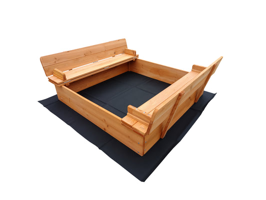 Sandkasten WOODLI mit Deckel und Sitzbänken Holzsandkasten Holz Sand Kasten