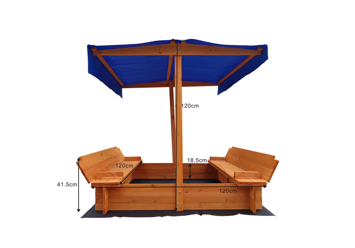 Sandkasten LIGNI Holzsandkasten Sonnenschutz Dach Holz Sonnenschirm Sand Kasten