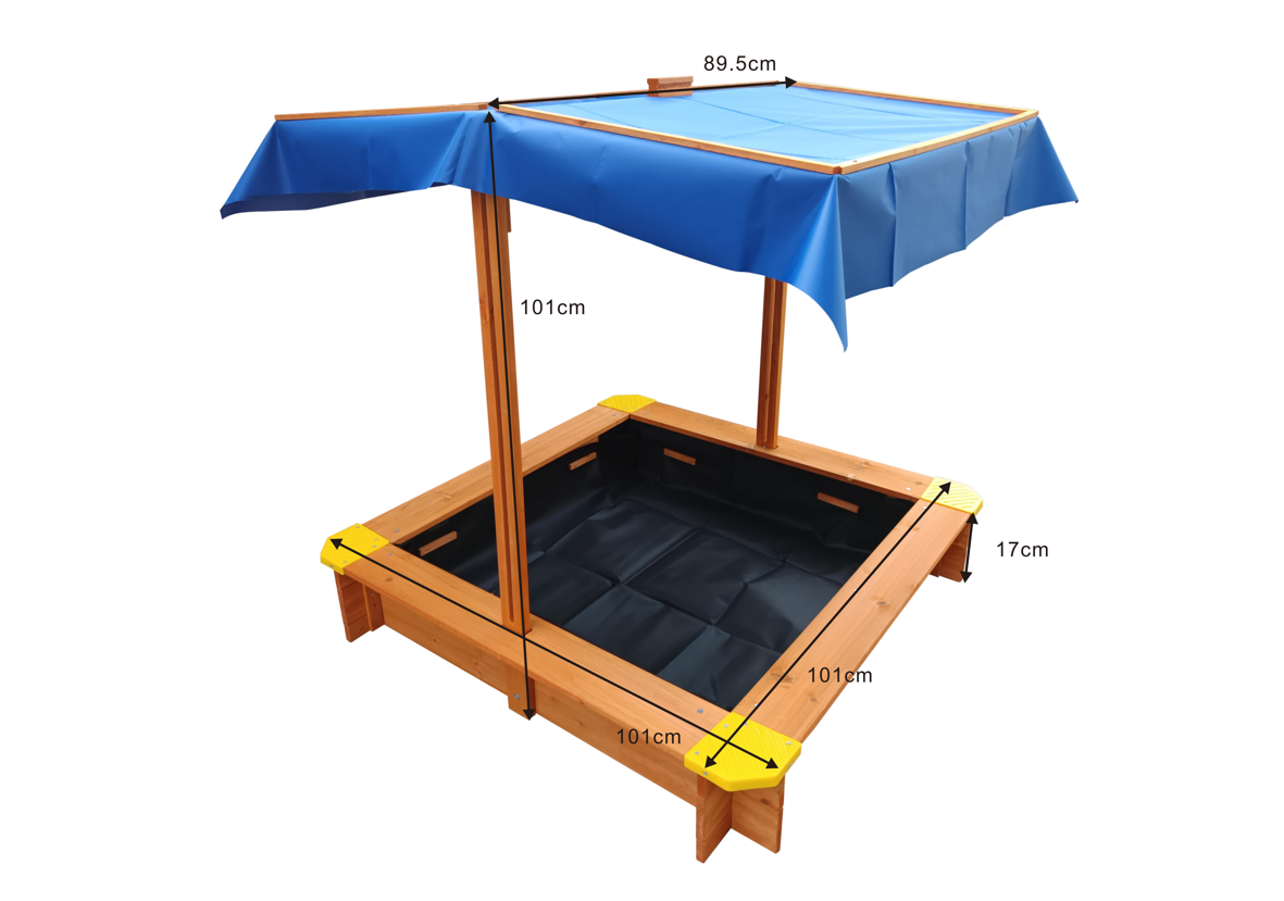Sandkasten SANDI XXL mit Deckel und Sitzbänken Holzsandkasten Holz Sand Kasten