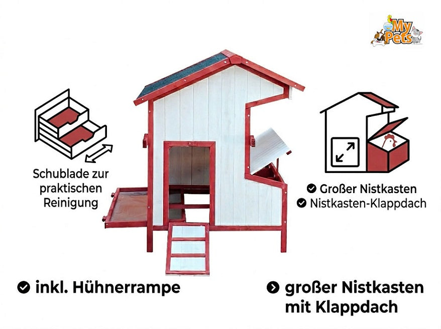Hühnerhaus BERTA XXL Hühnerstall Kleintiergehege Hühner Geflügelstall Stall