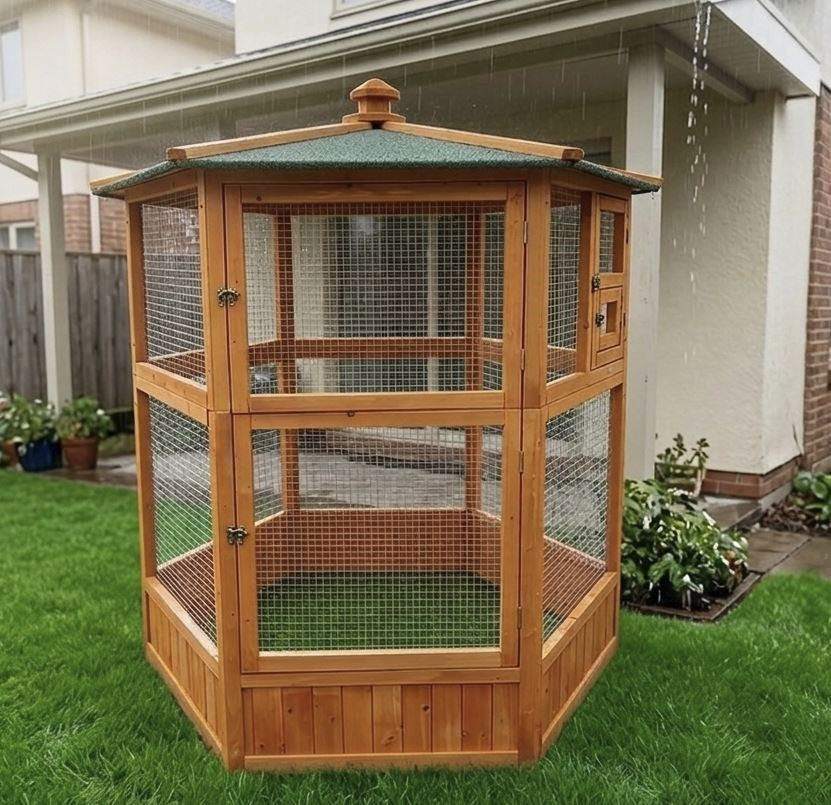 Vogelvoliere FREIFLUG XXL Vogelkäfig Holz Voliere Vogelhaus Käfig Vogel Papagei