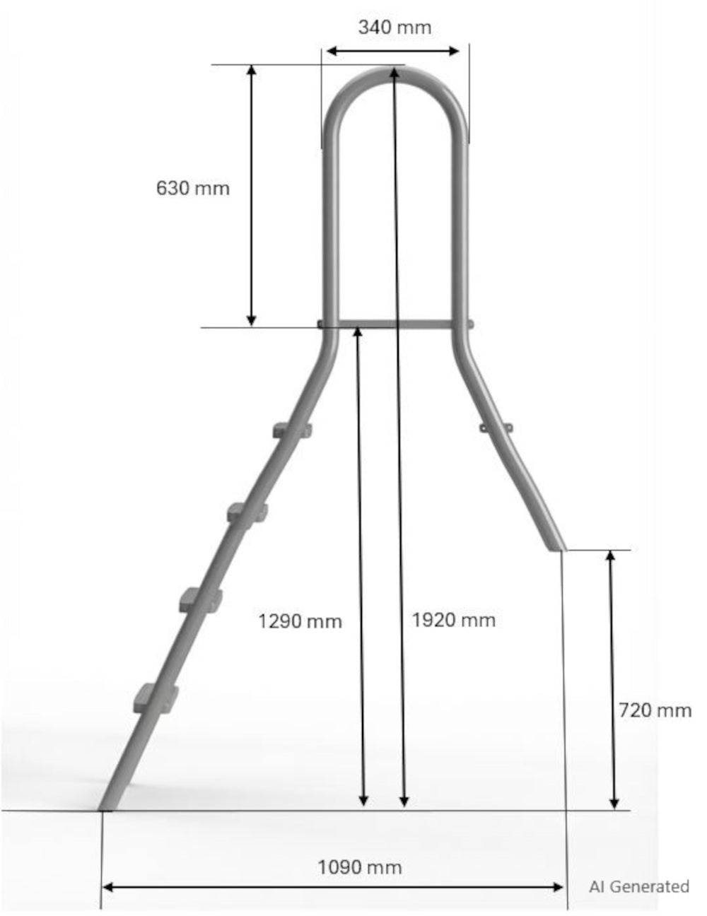 Edelstahl Poolleiter EASY teilversenkte Becken Pool Leiter Schwimmbad Treppe