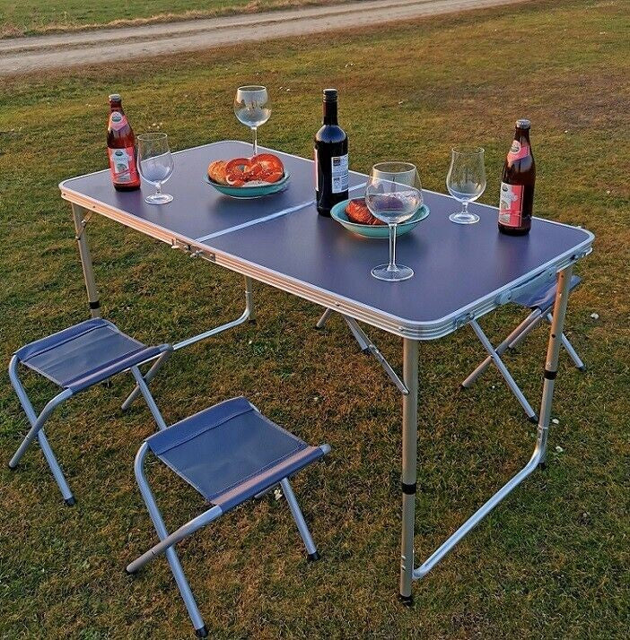 Klappbarer Campingtisch CAMPIXX mit 4 Hockern klappbar Tisch Klapptisc – bruka24